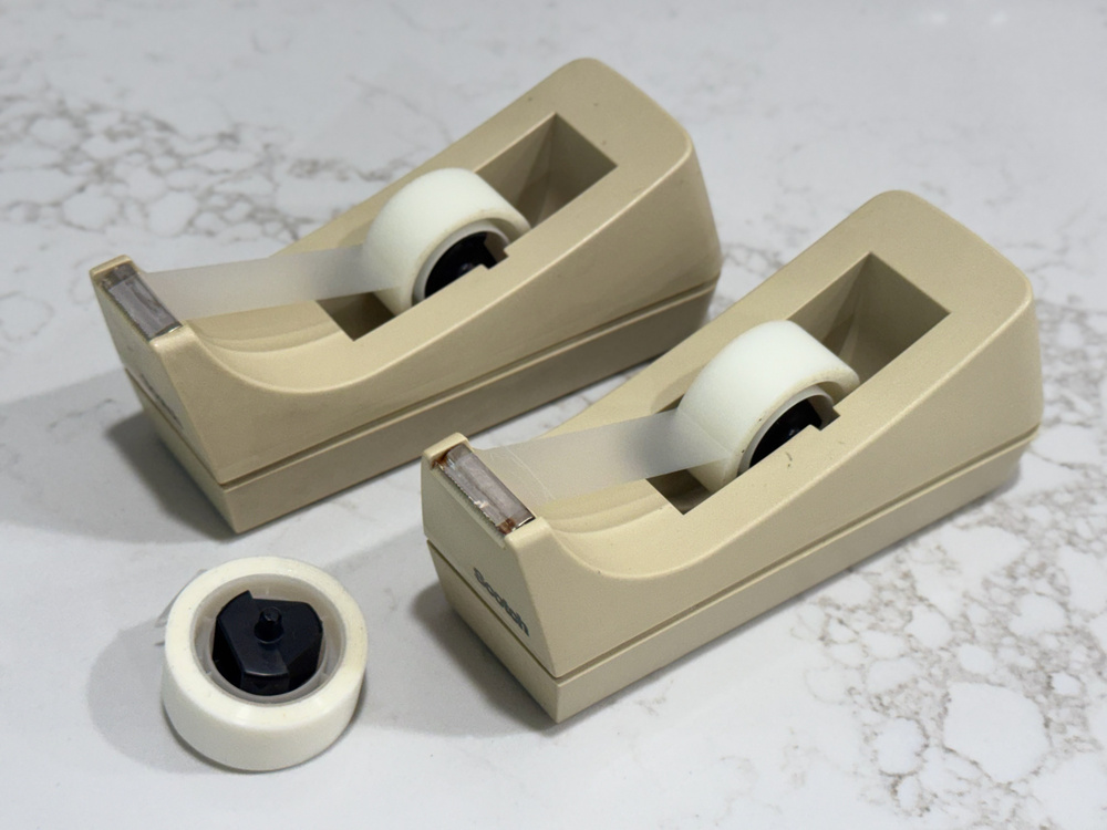 Lot 2 Vintage 3M Scotch C-38 Weighted Desk Tape Dispensers + Extra Tape Spindle